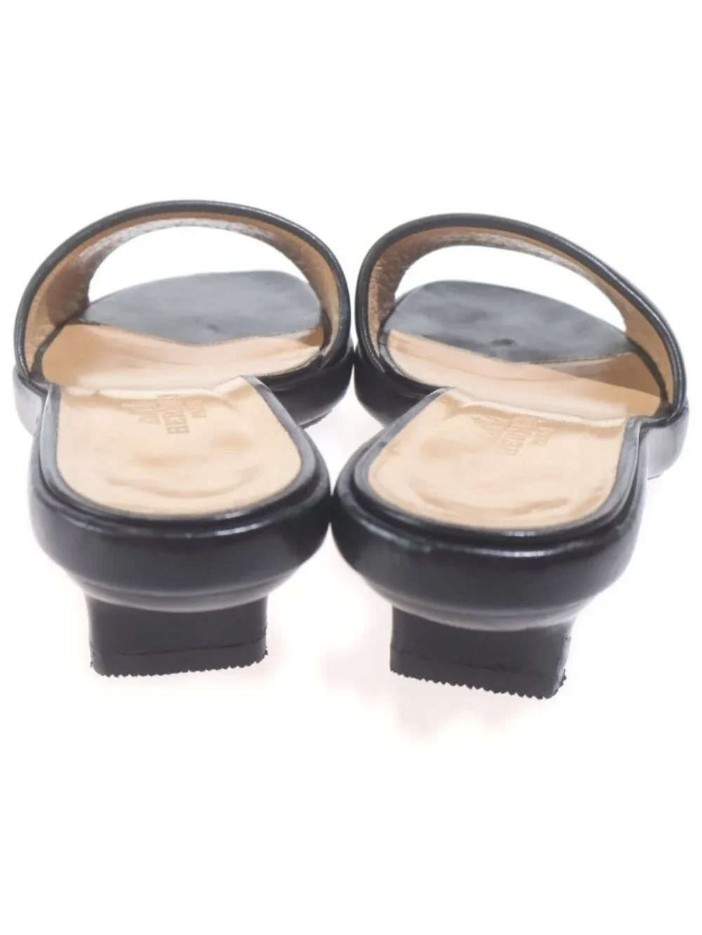 Hermes Sandals Leather Black Beige